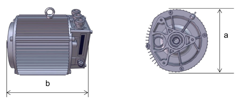 Outline: a is the housing diameter, b the length